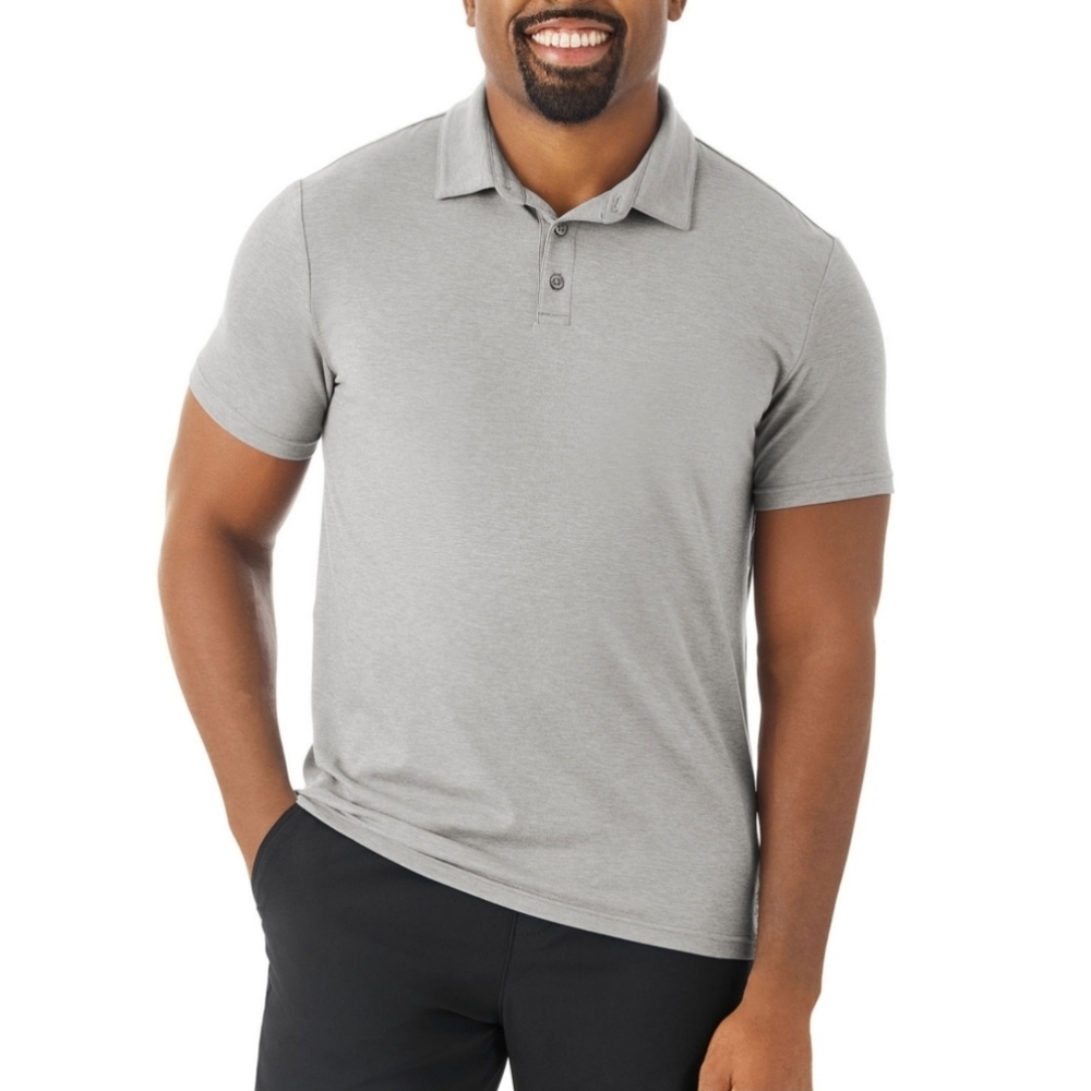 Men's Member's Mark 4 Way Stretch Favorite Soft Polo Heather Gray Size L NWT